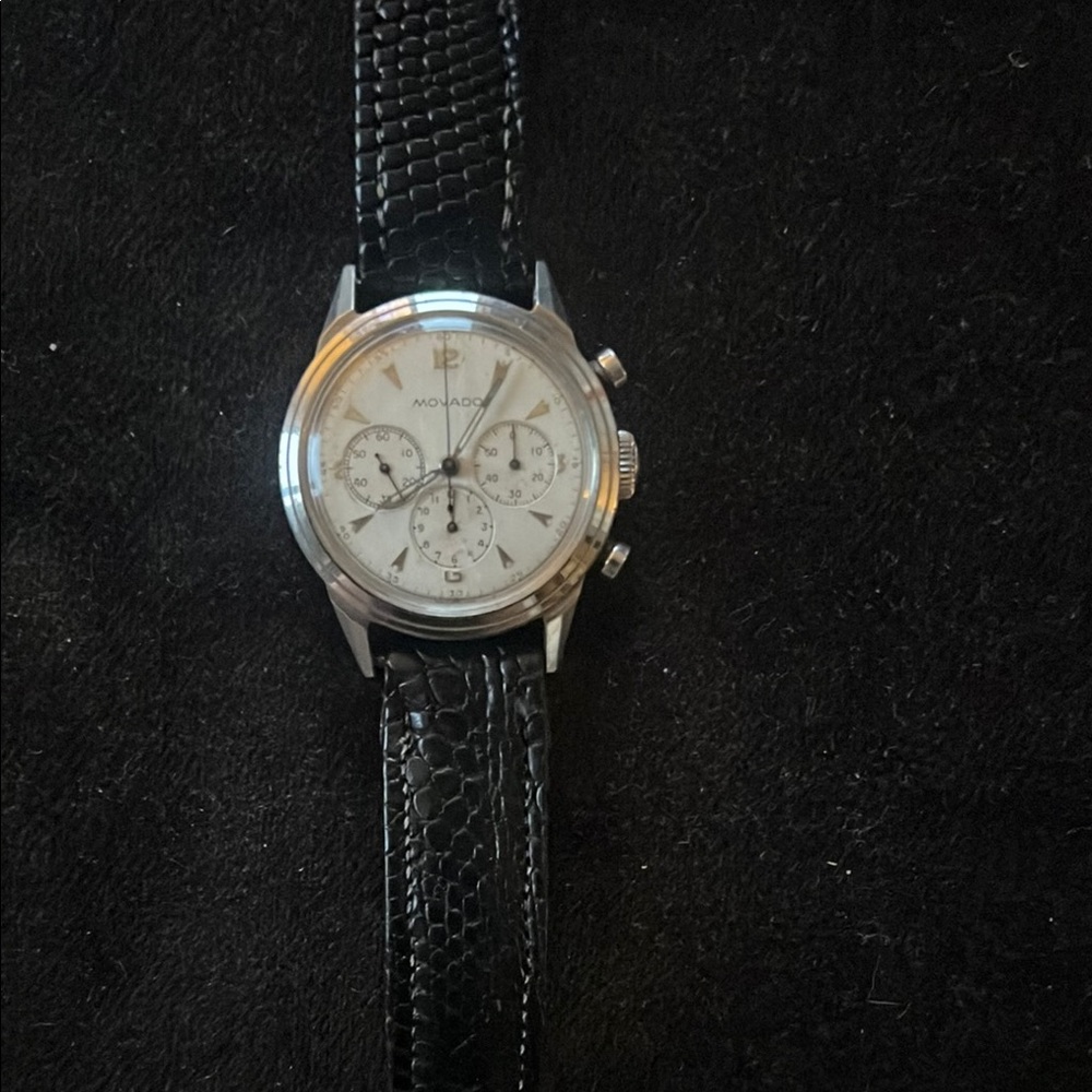 1940s Movado Chronograph Watch with Lizard Strap